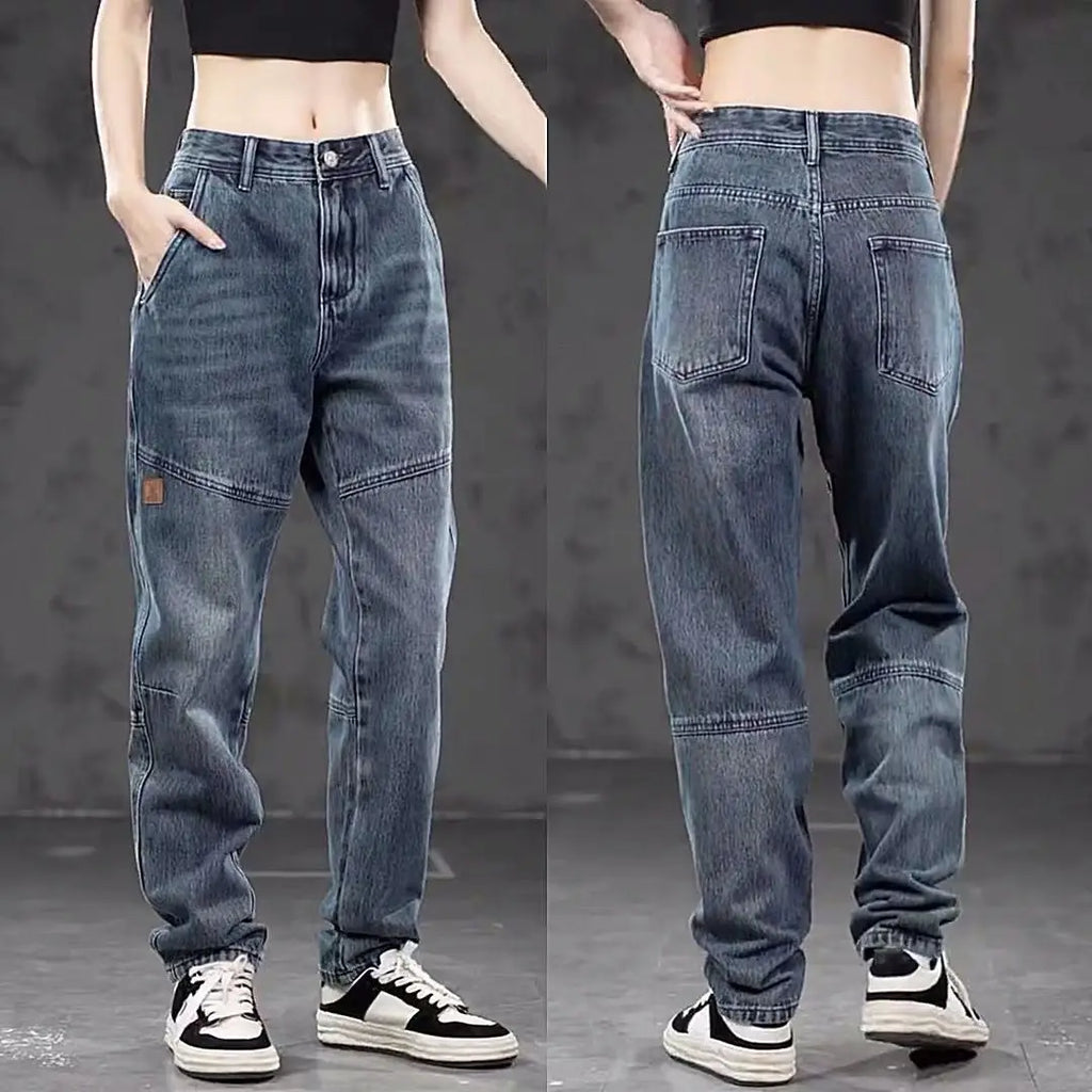 High-end Luxury Man Clothes 2026 New Men's Splicing Trend Stretch Straight Jeans Loose Harlan Low Rise Pants Casual Trousers