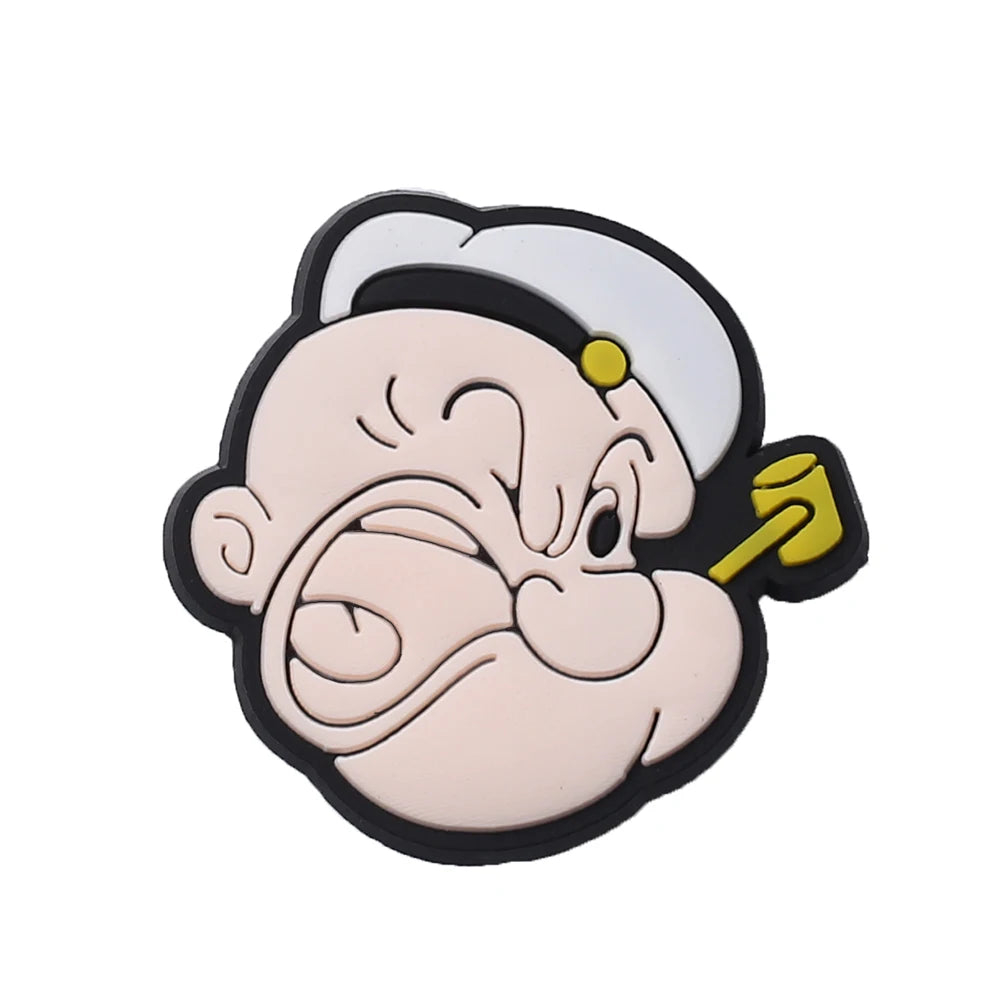 1-8pcs Hot toys Popeye PVC Cute Cartoon shoes Charms Accessories DIY Detachable Waterproof PVC Shoe Decorations for Party Gifts