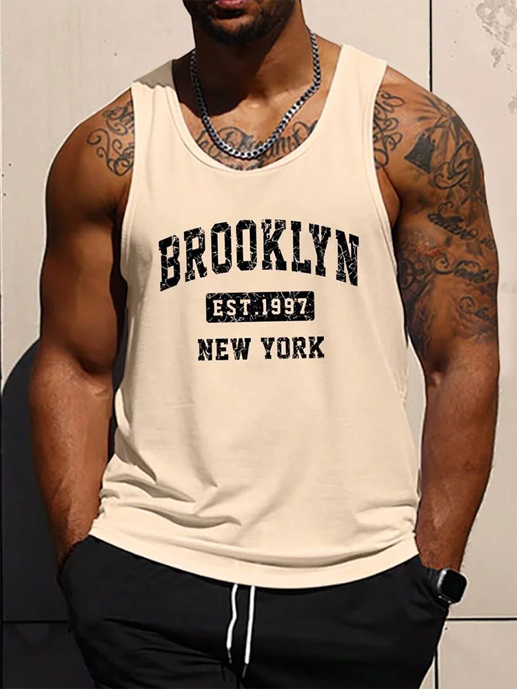 Summer Exercise Fitness Men's Tank Top Daily Street Men's Fashion Tank Top Outdoor Sports Loose Comfortable Men's Sleeveless Tee