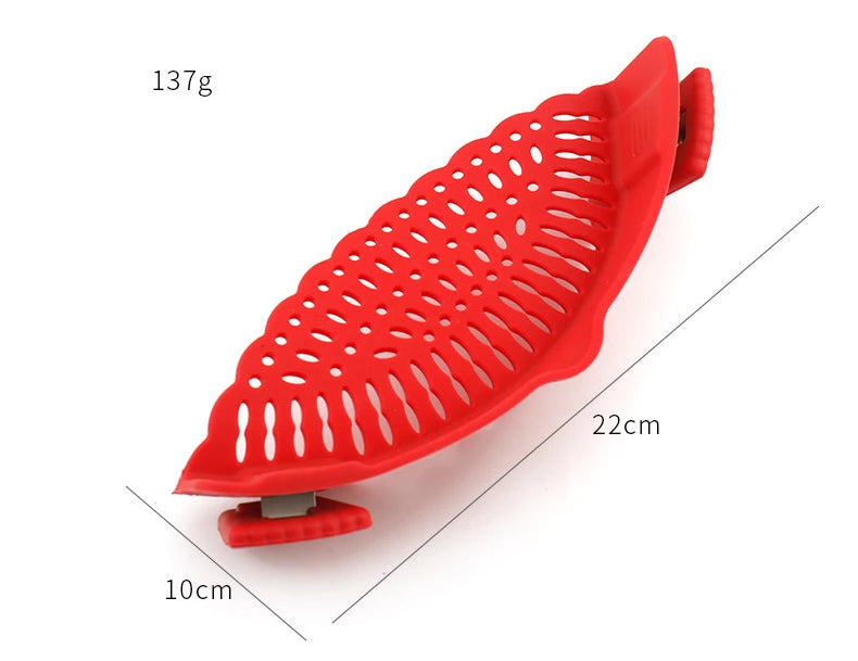 Silicone Strainer Clip-on Pan Pot Side Drainer Fruit Vegetable Noodle Drainage Filter Pour Baffle Colander Kitchen Gadgets