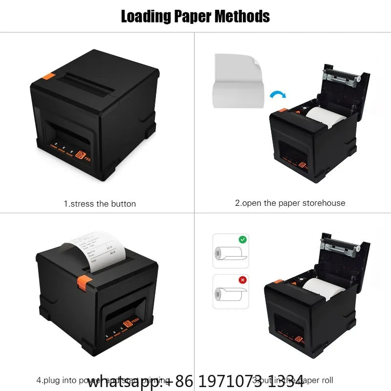 【POS-8360】80mm USB+LAN Receipt Printer POS Printer with Auto Cutter Desktop Direct Thermal Printing Compatible ESC/POS for home