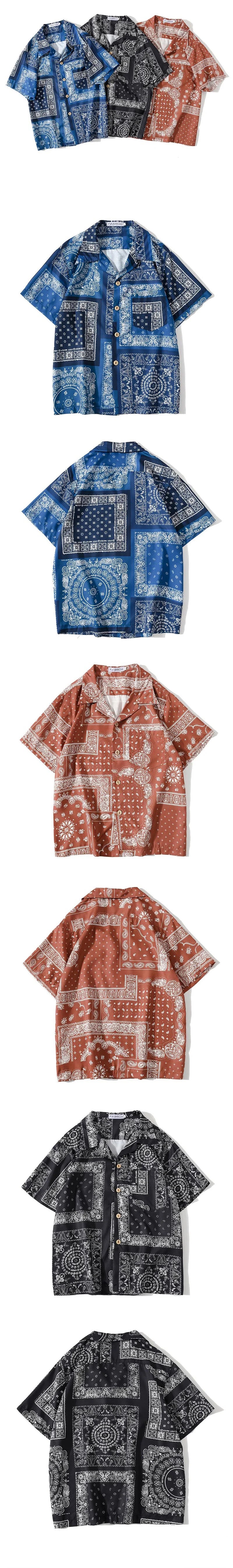 Summer Shirt Men Women Paisley Print Bandana Short Sleeve Brazil Tops Hip Hop Fashion Design Gothic Guangzhou Clothes Z1A1