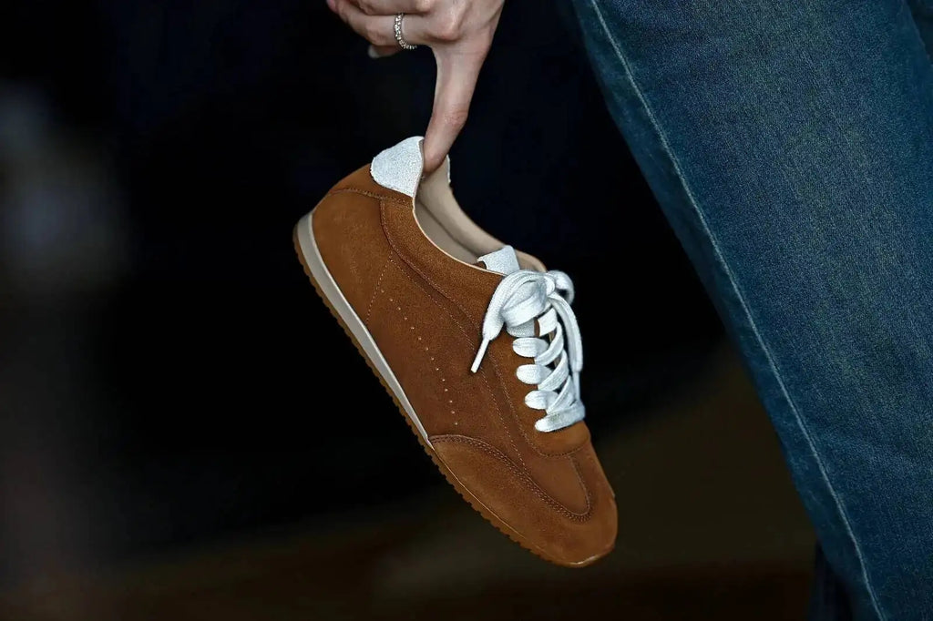 Genuine Leather Brown Suede Flat Loafers Shoes Woman Lace Up Leisure Wome Shoes Autumn Casual Comfort Vacation Lovers Shoes