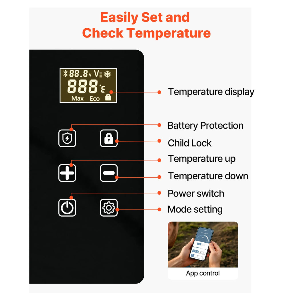 Succebuy 20 L Portable Refrigerator Car Refrigerator Electric Compressor Cooler with APP Control for RVs Campings Boats