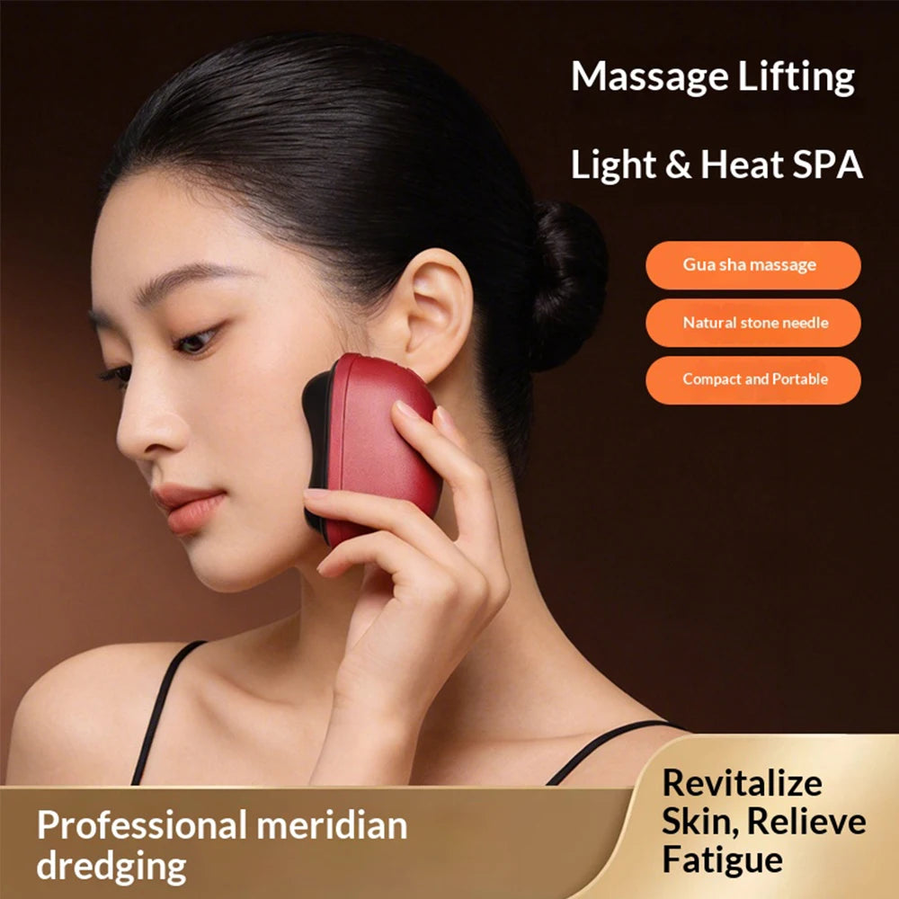 Facial Massager Electric Gua Sha Facial Sculpting Tool with Heated Vibration for Neck Face Skin Firming Home SPA