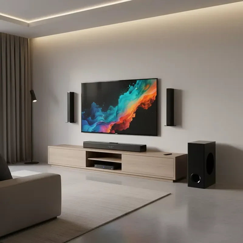 12 5.1CH LED Display Home Audio Stereo System Sound bar with Wired Soundbar and Surround Sound Speakers with Receiver