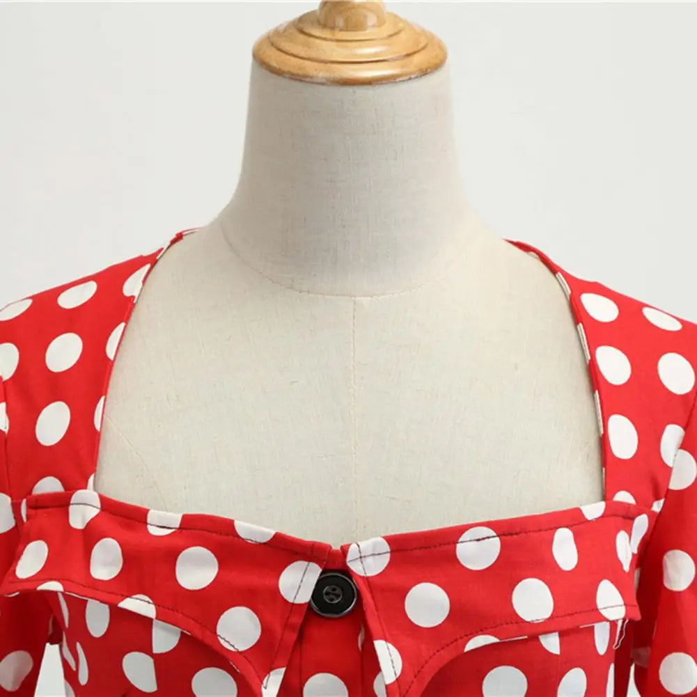 1950s Vintage Pin-up Dress Square Neck Midi Dress Rockabilly Pin Up Dress Robe Femme Casual Retro Elegant Party Midi Sundress