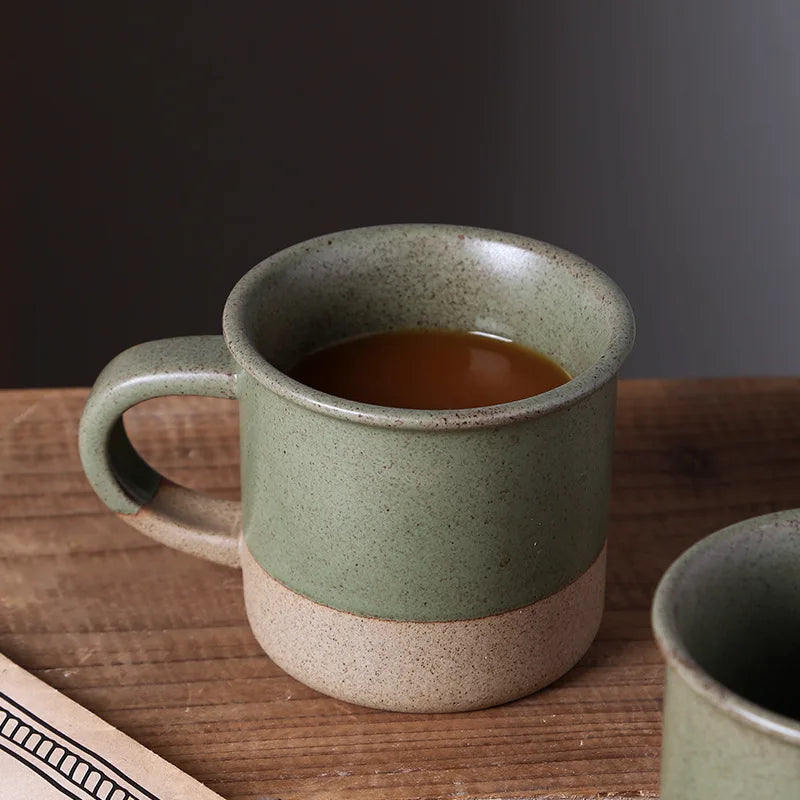 Vintage Stoneware Coffee Mug Kiln Change Ceramic Cup Small Minimalist Water Cup Sesame Glaze Breakfast Cup