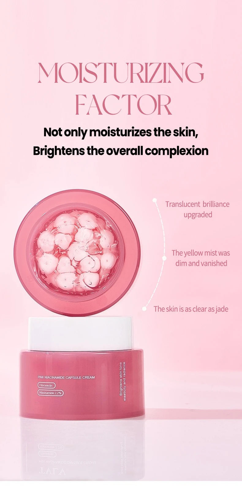 Pink Collagen PDRN Capsule Cream with Niacinamide Cream for Uneven Skin Tone Lightweight Face Moisturizer Non Greasy care