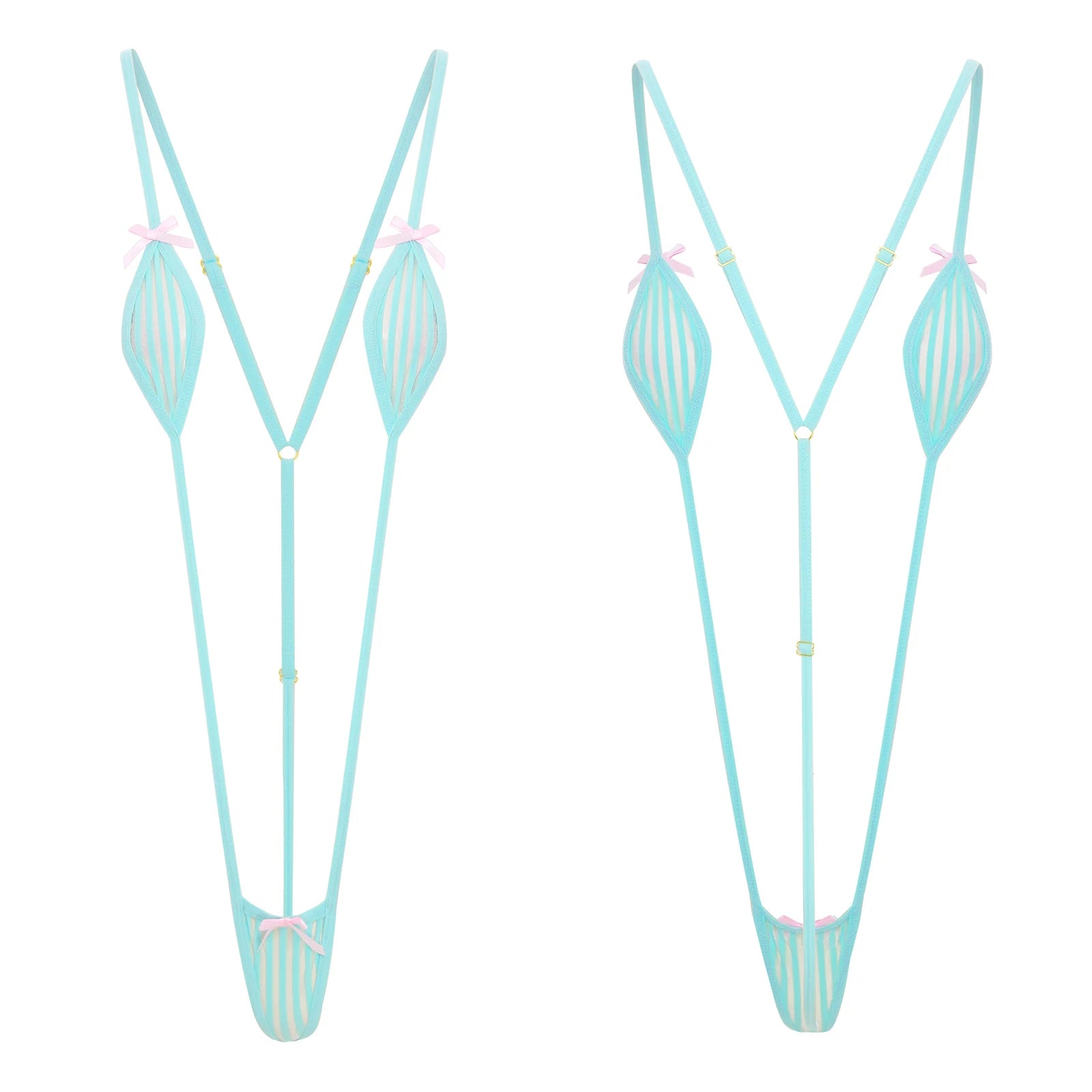 Women Micro Bikini Bodysuit Halter T-back Adjustable Swimsuit One-piece Lingerie Nightwear Summer Sexy Mesh Monokini Swimwear