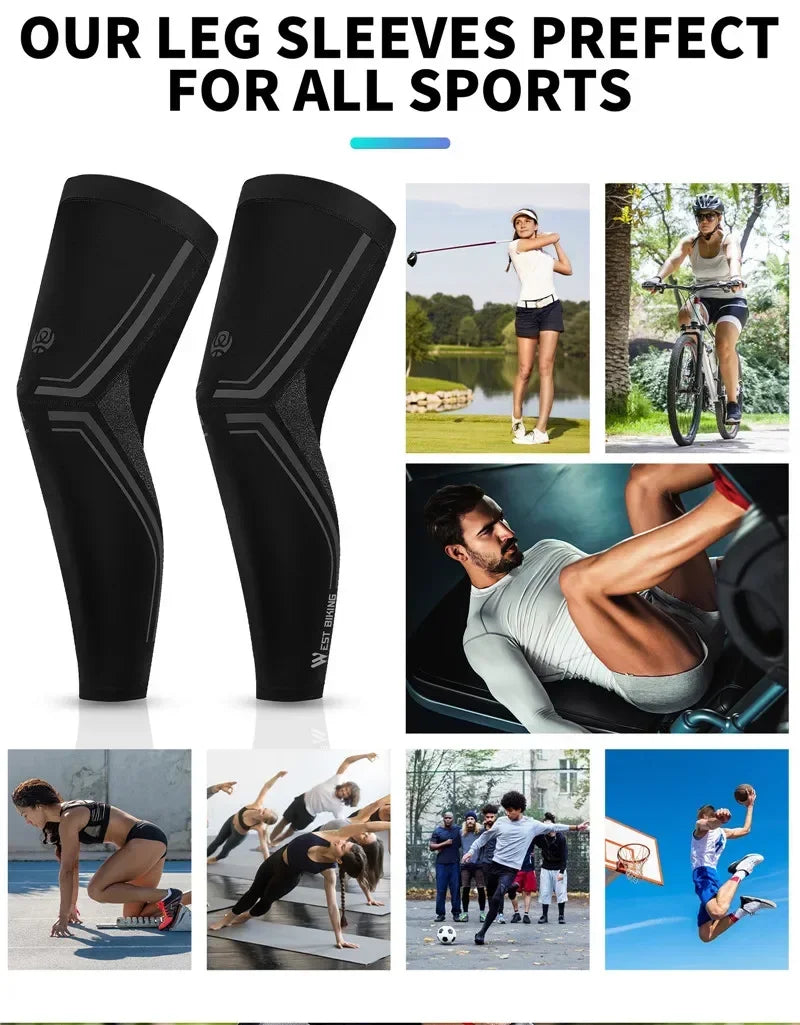 WEST BIKING Sports Compression Leg Sleeves Men Women MTB Winter Fleece Leg Warmers Men Women Cycling Running Basketball Leggings