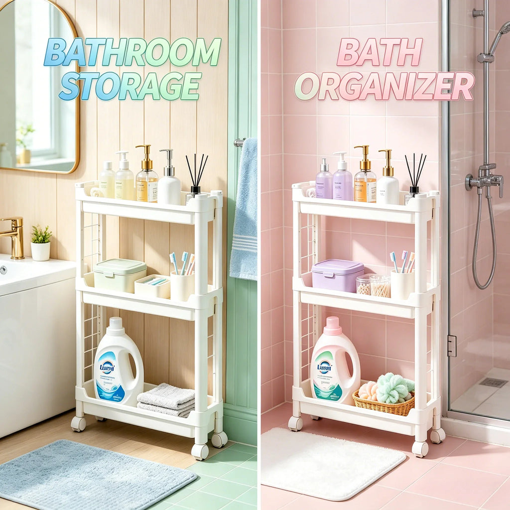 9.5cm Slim 3-Tier Door Gap Storage Cabinet, Narrow Side Shelf, Perfect Organizer for Bathroom & Kitchen Sundries Storage