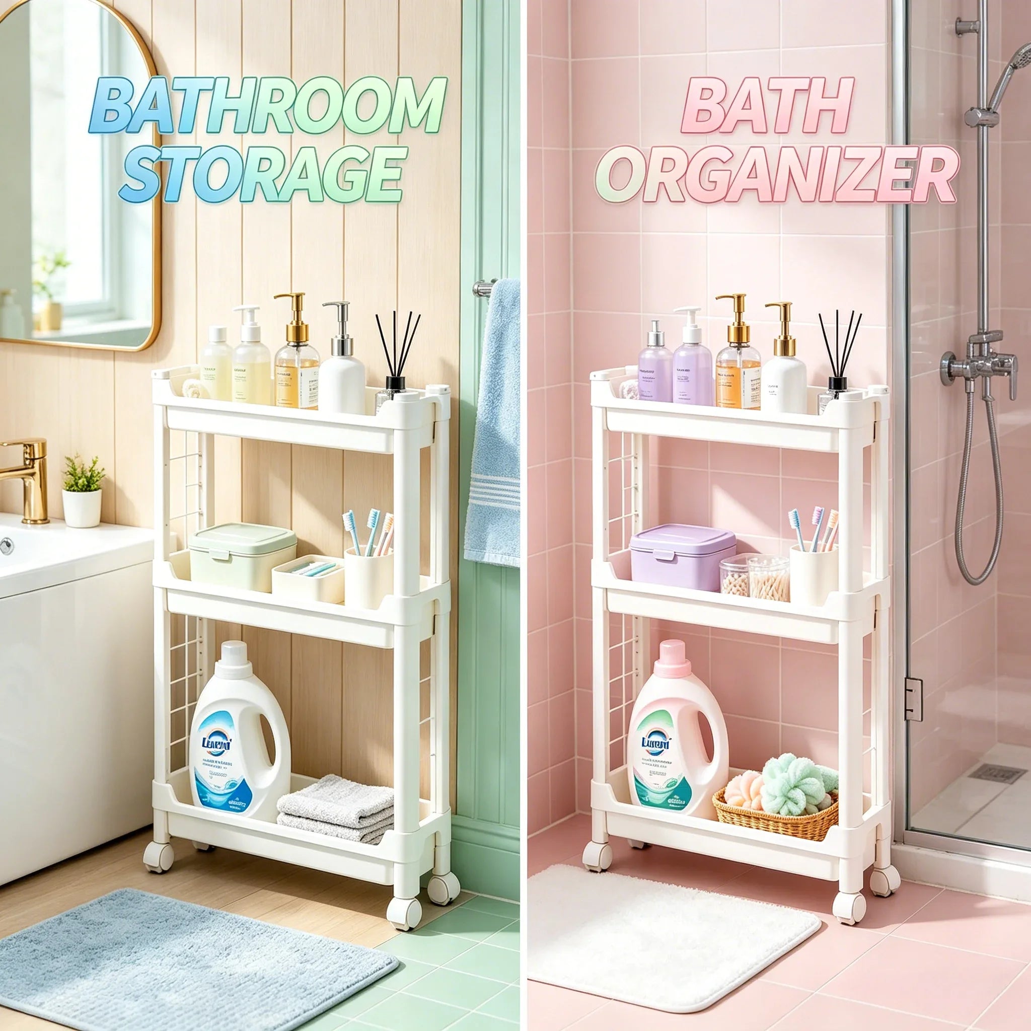 9.5cm Slim 3-Tier Door Gap Storage Cabinet, Narrow Side Shelf, Perfect Organizer for Bathroom & Kitchen Sundries Storage