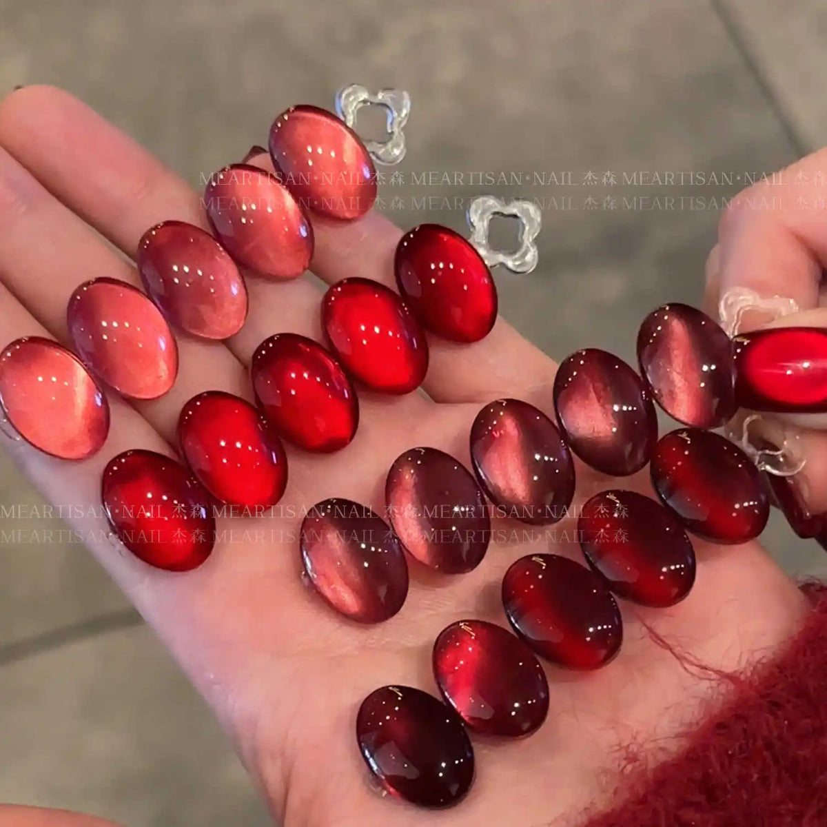 1Jar Rose Ruby Red Cat's Eye Nail Gel Polish Autumn and Winter New Year's Series Soak Off LED/UV Semi-Permanent Varnish Net5ml