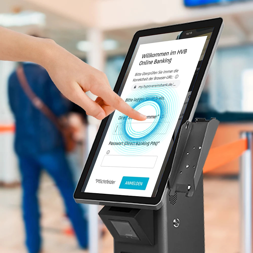 15.6Inch Desktop Self Service Kiosk Touch Screen Printer Scanner POS Holder Payment Kiosk Windows/Android for Shop Pharmacy