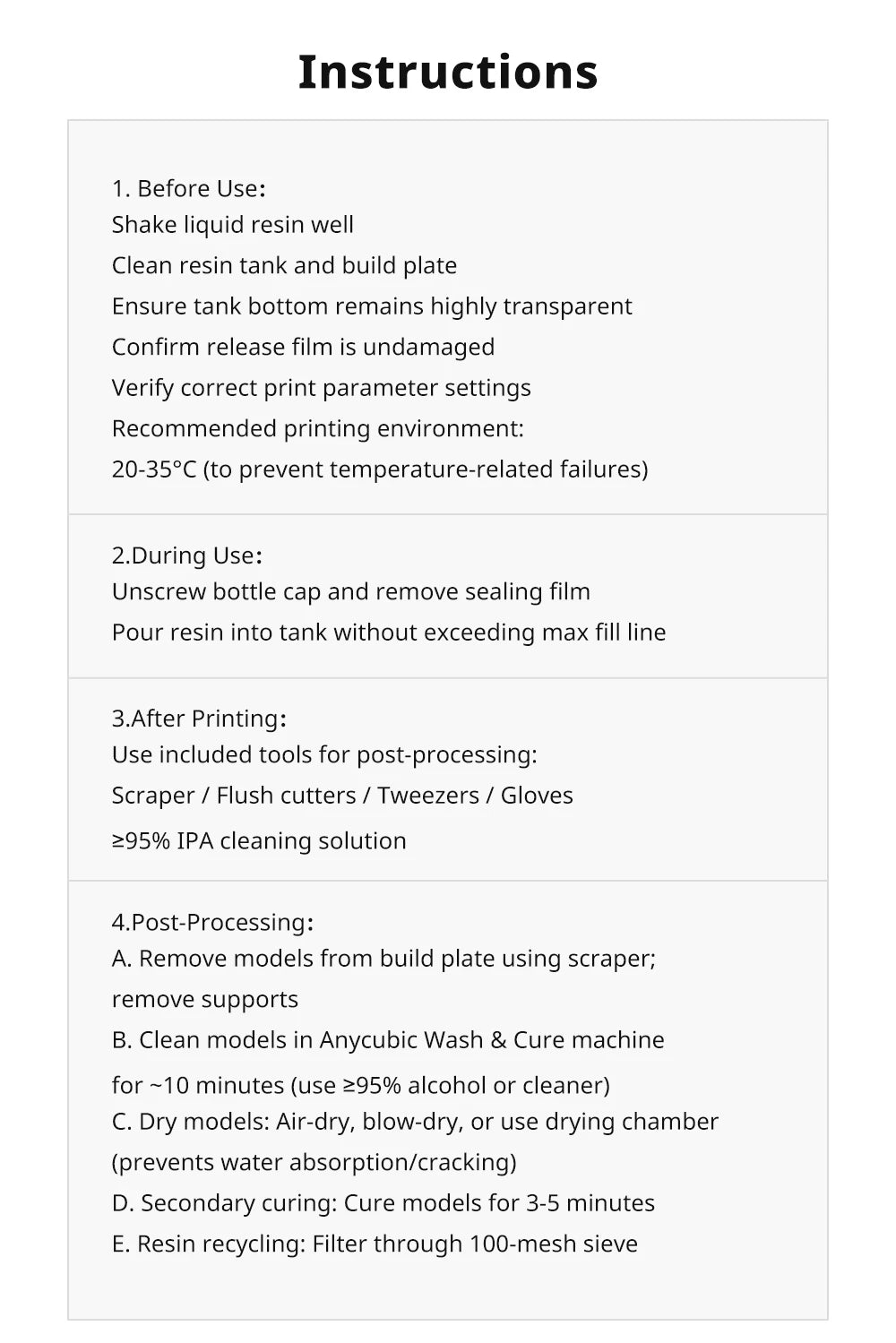 ANYCUBIC Standard Resin 3D Printer High Precision 405nm UV Curing Resin LCD 3D Printing UV Resin Materials For Photon Mono