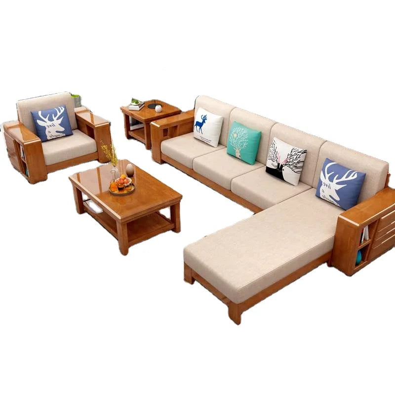 For Hot Sale Fashion Wooden Sofa Set Restaurant Furniture Modern Living Room Sectional Solid Wood  Luxury