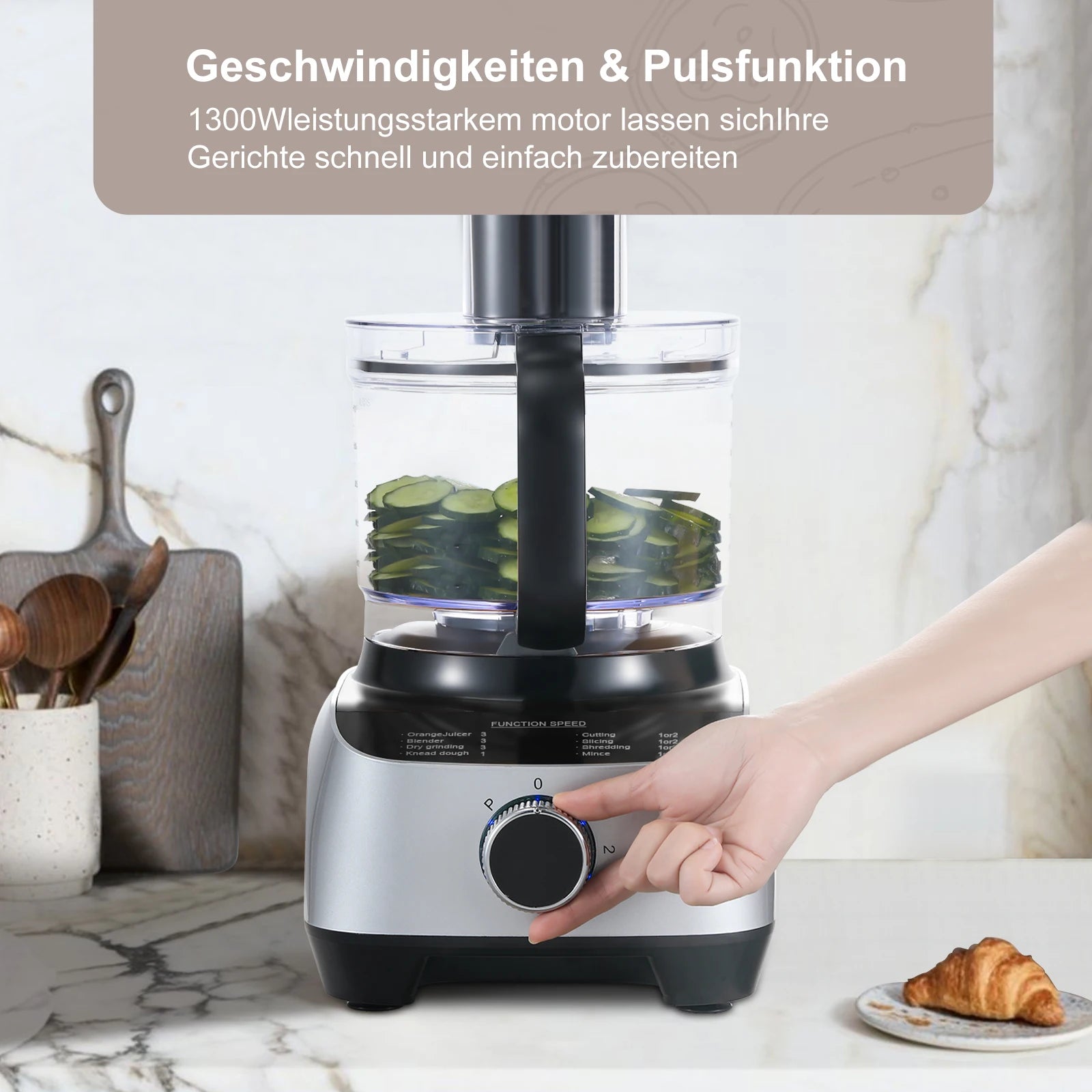 1300W Commercial-Grade Food Processor | 3.5L Dough Kneader 1.5L Citrus Juicer 11-Piece Pro Kit for Chopping/Grinding/Blending