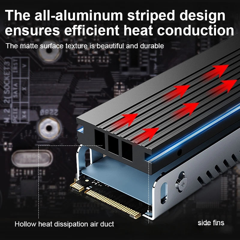 M.2 SSD Heatsink M2 2280 Solid State Hard Disk Aluminum Radiator with Thermal Silicone Pad PS5 Desktop PC NGFF NVME
