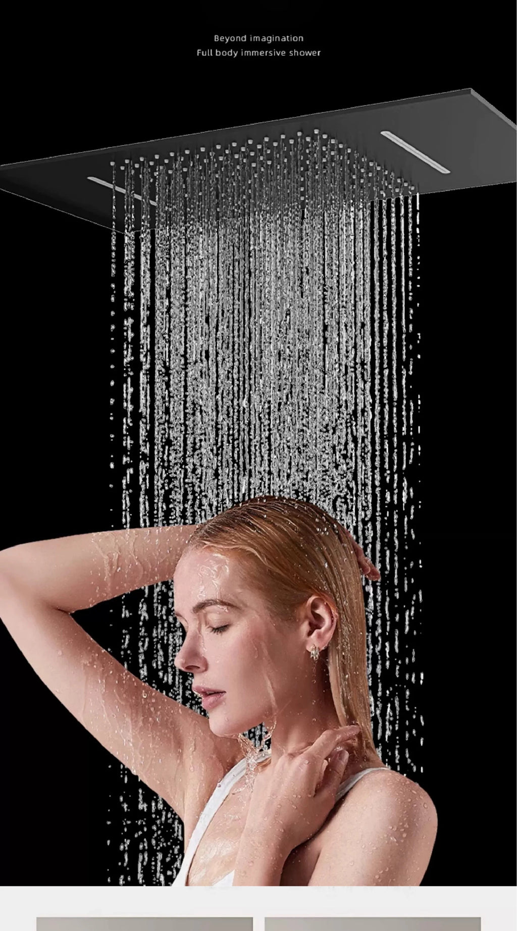 Luxury Bathroom Ceiling Embedded Rain Shower Head LED Digital Display Thermostatic Mixer Hot Cold Water Rainfall Shower System