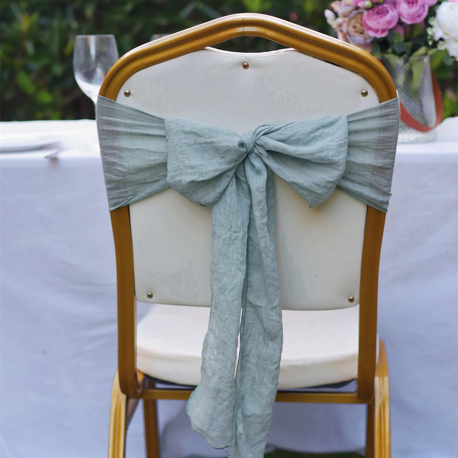 10-100Pcs Terracotta Chair Sashes for Wedding Chair Covers Cheesecloth Chair Bow Sashes Chair Ribbons for Party Ceremony 7x98In