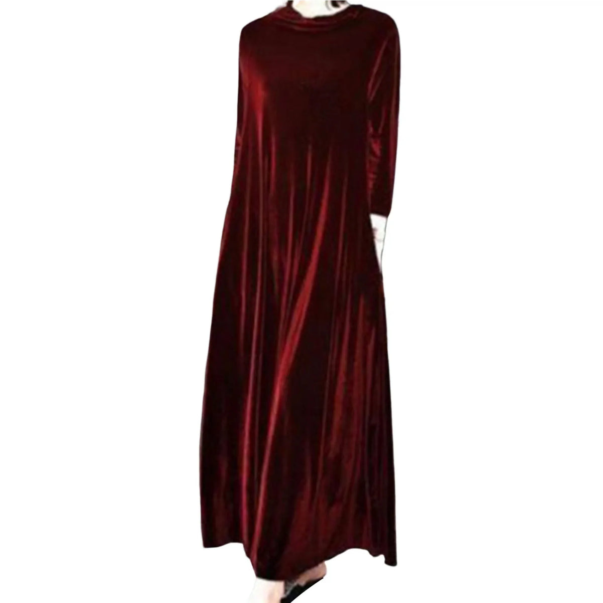Women Fall Dress Solid Color Loose Long Sleeves Button Maxi Dress Keep Warm Velvet Mom Spring Dress Women Clothes