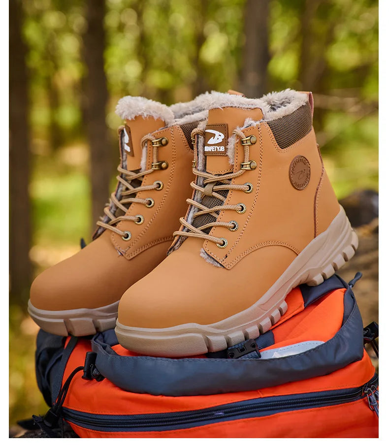 Latest 2024 Fashion Winter Warm Men Work Safety Boots Waterproof Indestructible Steel Toe Cap Shoes Sneakers Male Footwear