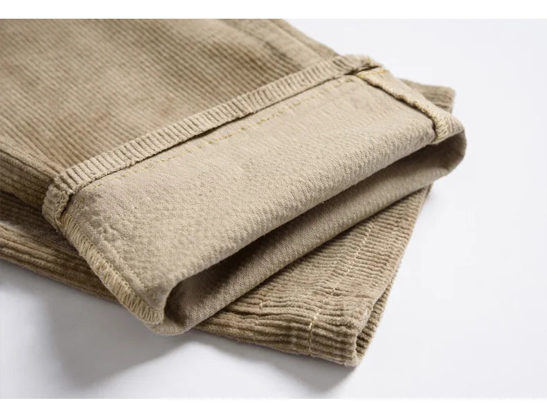 Corduroy Men's Business Casual Pants Fashion Comfortable Khaki Slim Straight Trousers Classic Male Brand Clothing Pants