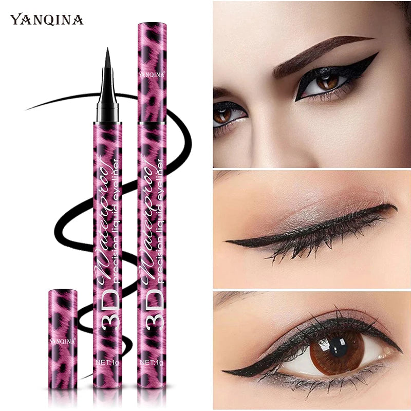 2Pcs 4D Mascara + Liquid Eyeliner Set, Waterproof Sweat-Proof Smudge-Proof, Lengthening Thickening Curling Long Lasting Eye Make