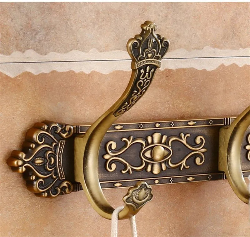 Antique Carved Towel Hanger Clothes Hat Hook Row Vintage Robe Hook Bathroom Robe Hook Bath Hardware Set Kitchen Hanger