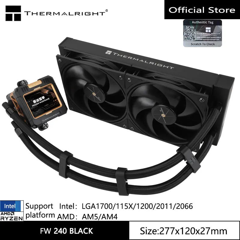 Thermalright FW 240 ARGB All -in -one water cold radiator,magnetically rotatable 2.4-inch LCD display,Support LGA1700/AM5/AM4