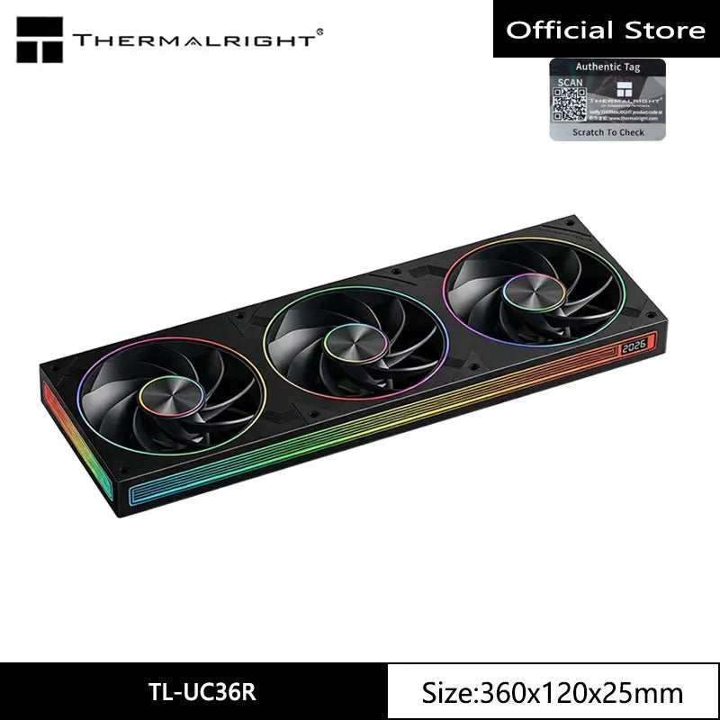 Thermalright TL-UC12/24/36 Chassis Cooling Fan,12CM LCP Material Fan Blade/Digital Display Screen/Infinite Mirror Light Effect