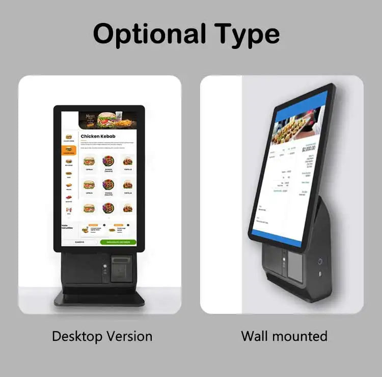Restaurant Pos System All in One Touch Screen Wall Mounted Self Service Ordering Payment Kiosk