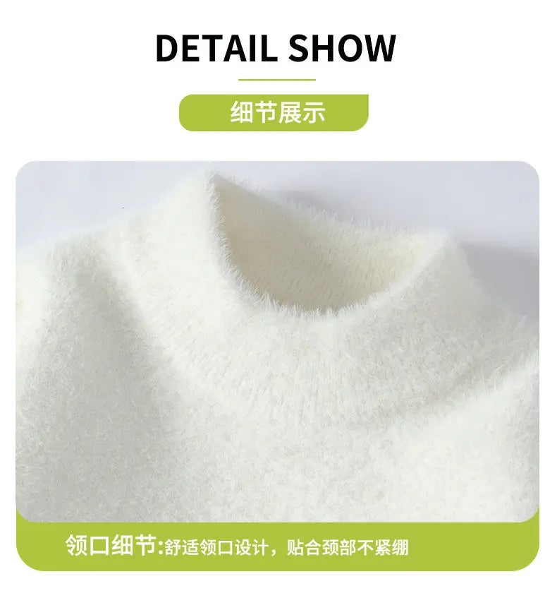 Men's Kintted Long Sleeved Sweater Men Solid Color Sweater Autumn/winter Soft Warm Comfortable Tops Thick Warm Wool Pullovers