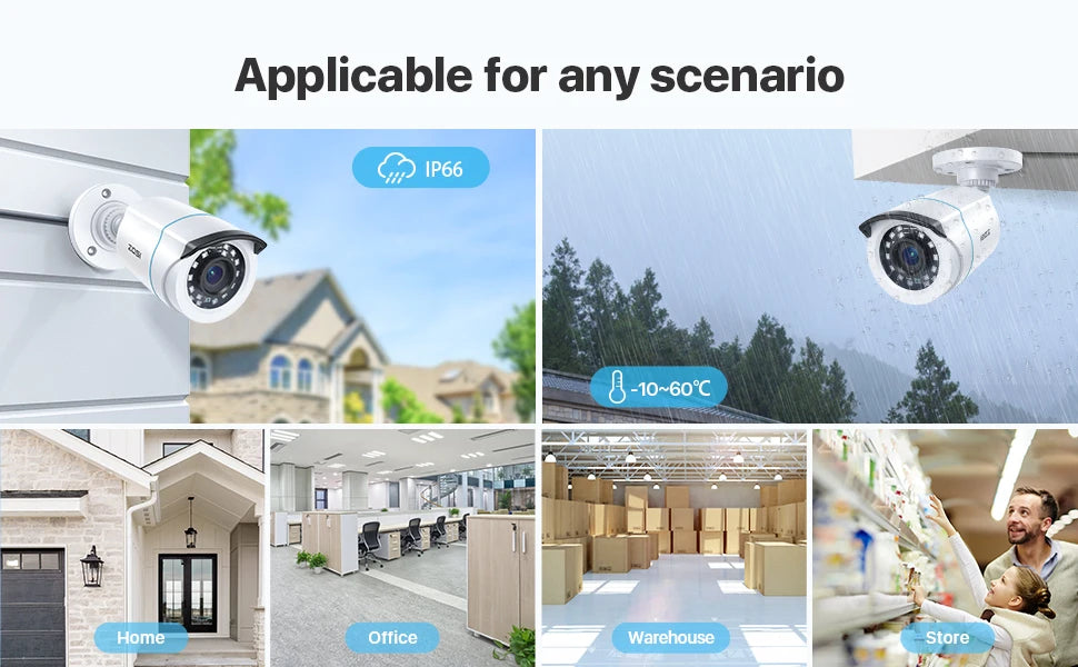 ZOSI 1080P HD TVI Bullet Security Camera Outdoor with 80ft IR Night Vision Motion Detection 2MP HD CCTV Surveillance White 2Pack/4Pack