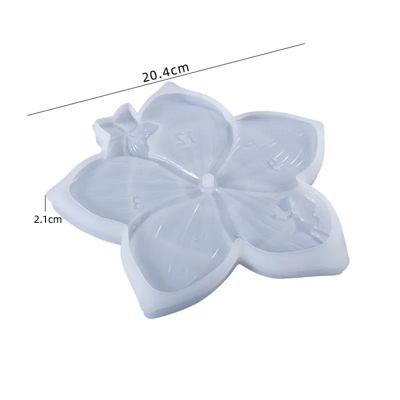 Round Clock Epoxy Resin Silicone Mold Arabic Roman Numbers Flower Leaf Clock Mould Wall Decor DIY Resin Crafts Casting Mold