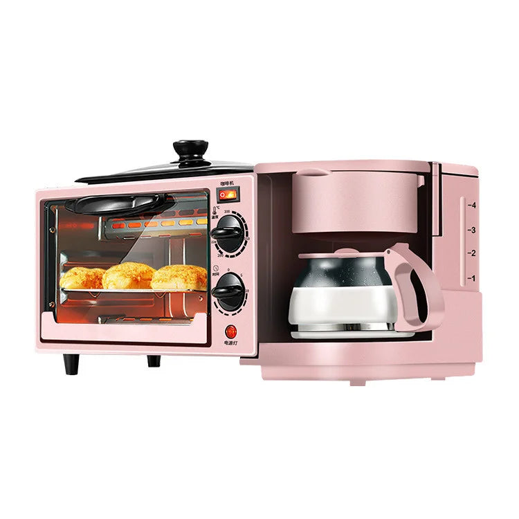 3 in 1 Breakfast Station with Coffee Maker Toaster Oven and Hot Plate Multifunctional Kitchen Appliance for Home Use Compact