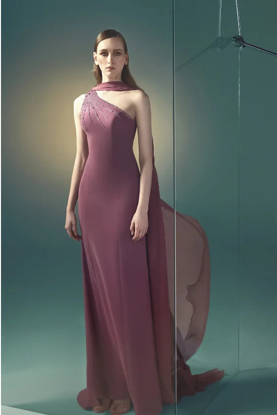 Florettarobe One Shoulder Evening Dresses Luxury Beads Prom Dress for Women  Elegant Bespoke Occasion Gowns Customized