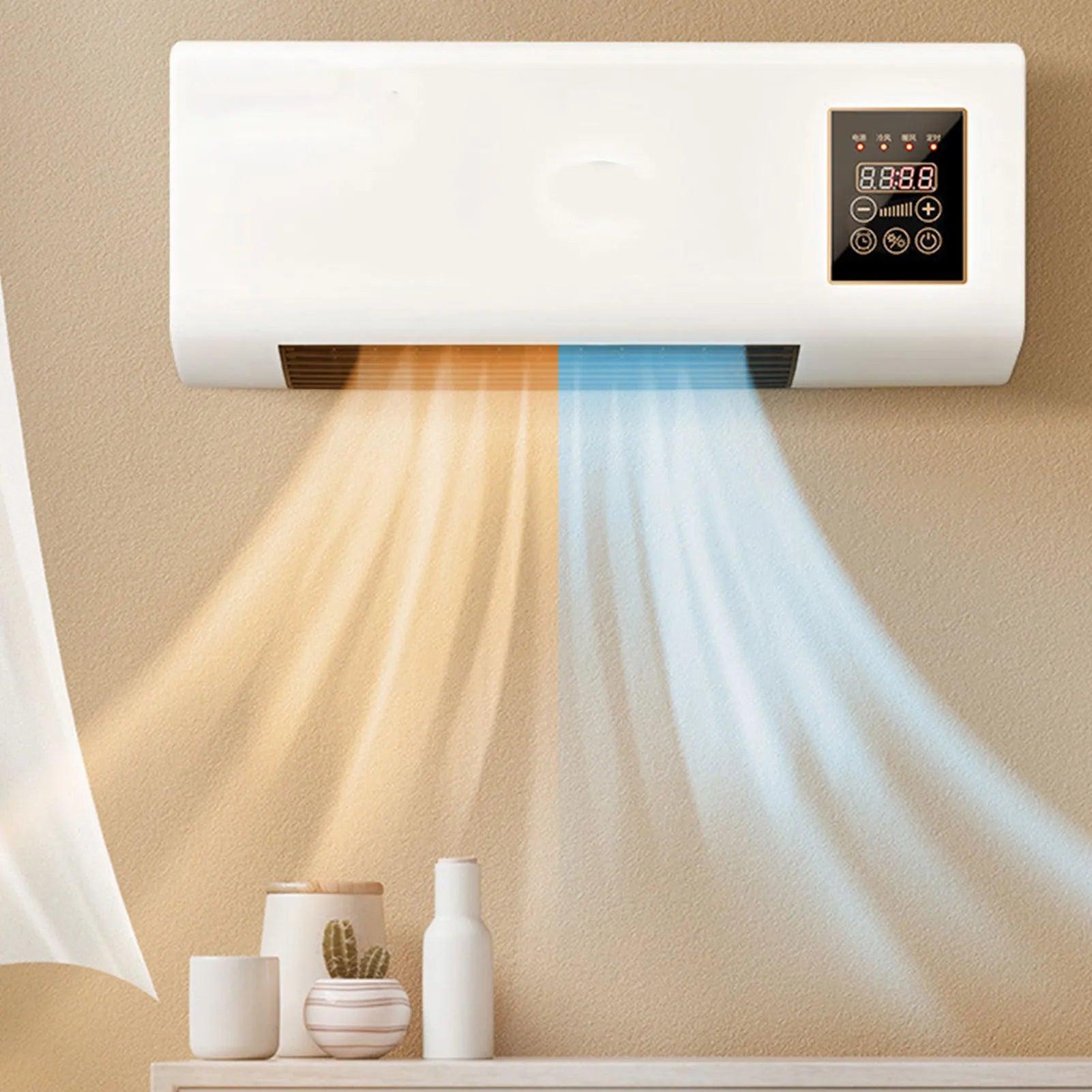 2 in 1 Air Conditioner 1800W Cool Warm Dual Use Wall Mounted Portable Air Conditioning with Remote Control for Home Bedroom