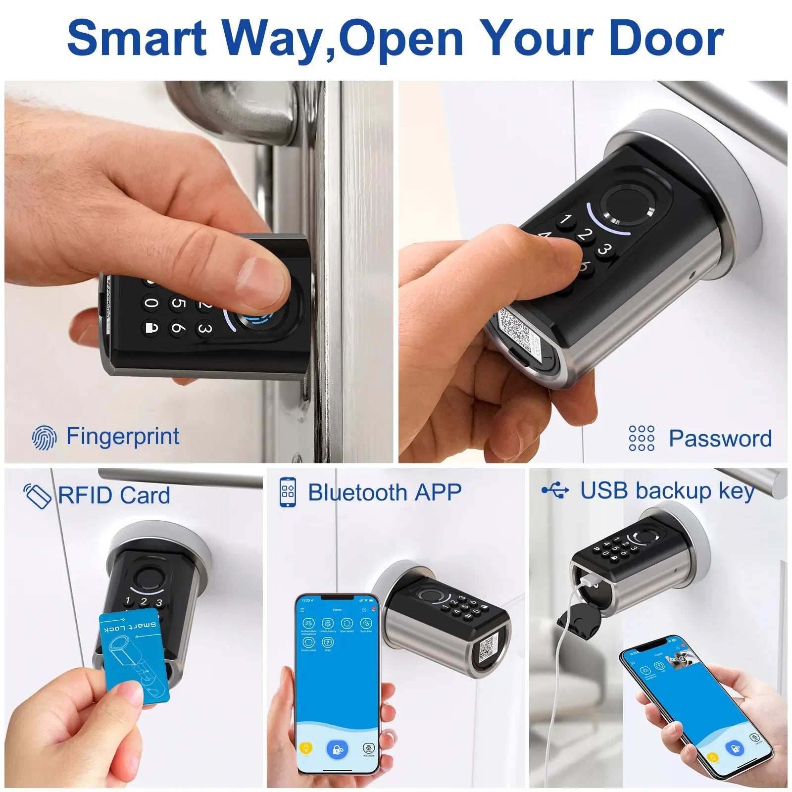 WELOCK TOUCA51 Smart Lock Fingerprint & Keypad Entry, Keyless Door Lock for Home/Office