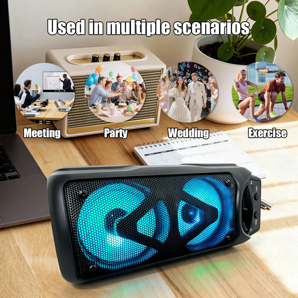 Wireless Portable Bluetooth Speaker 2000W Big‑Volume Heavy‑Bass Speaker, RGB Colorful Light Effect,