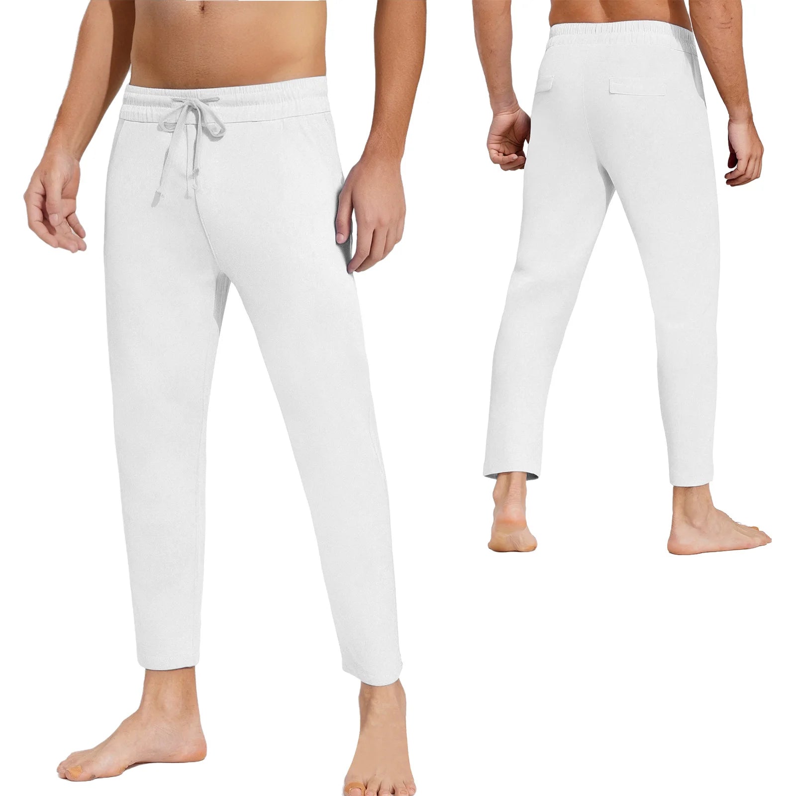 Mens Casual Loose Gym Jogging Fitness Sports Pants Drawstring Elastic Waistband Straight-Leg Trousers Yoga Training Sweatpants