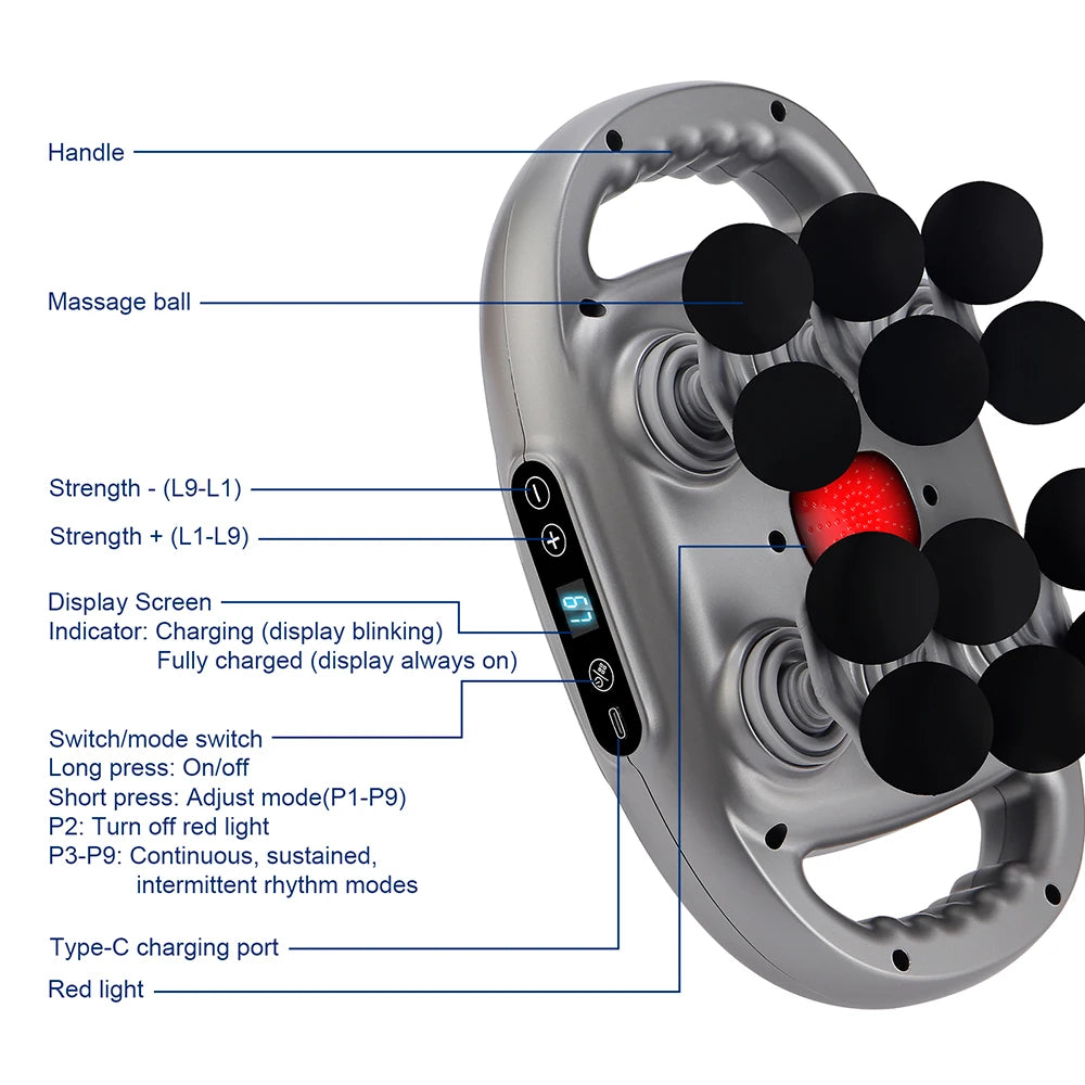 12-Head Fascia Gun High-Frequency Vibration Body Massage Gun Back and Waist Massager Neck Shoulder Massager Muscle masajeador