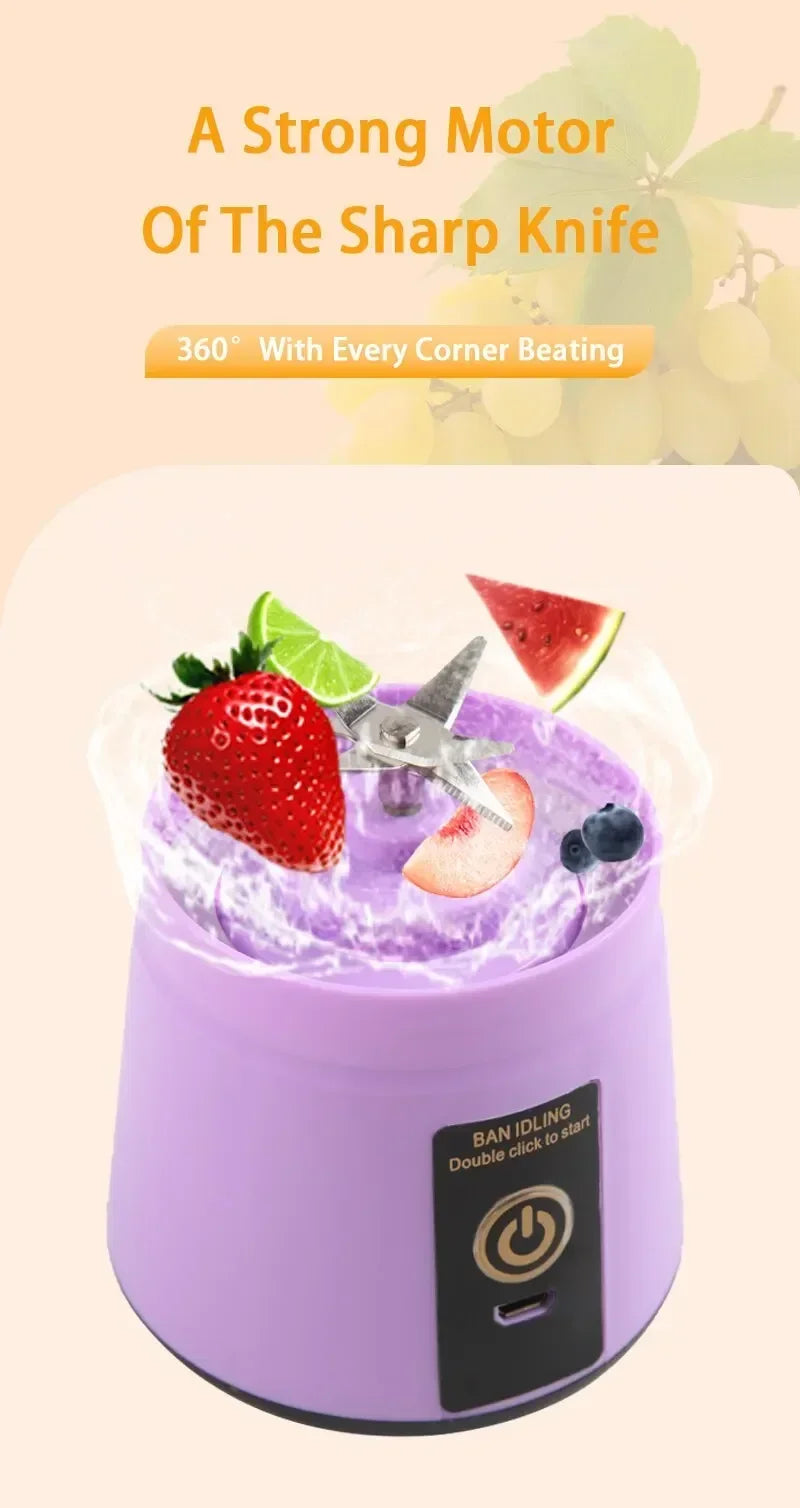 2026 Hot Selling Items USB Charging Electric Juicer Cup 6 Leaf Blade Mini Portable Blender Fruit Juice Extractor for Home Travel