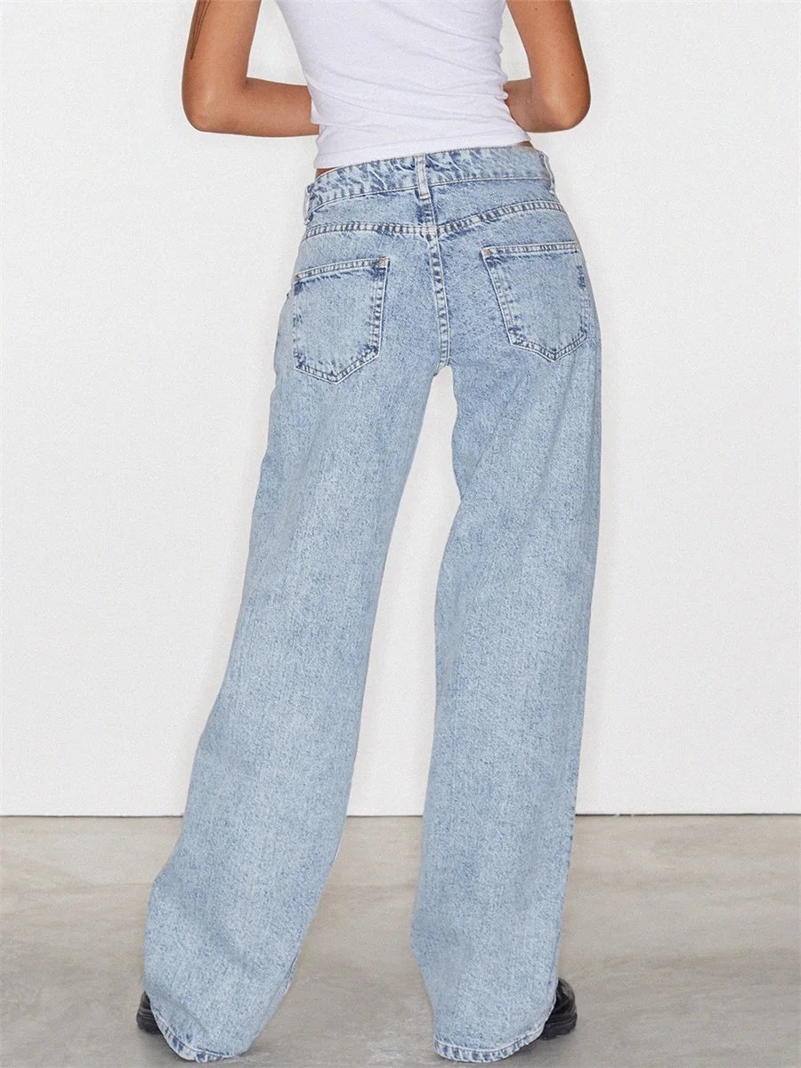 Women Wide Leg Jeans Casual High Waist Baggy Boyfriend Denim Pants Y2K Straight Streetwear Jeans Mom Jeans Trousers