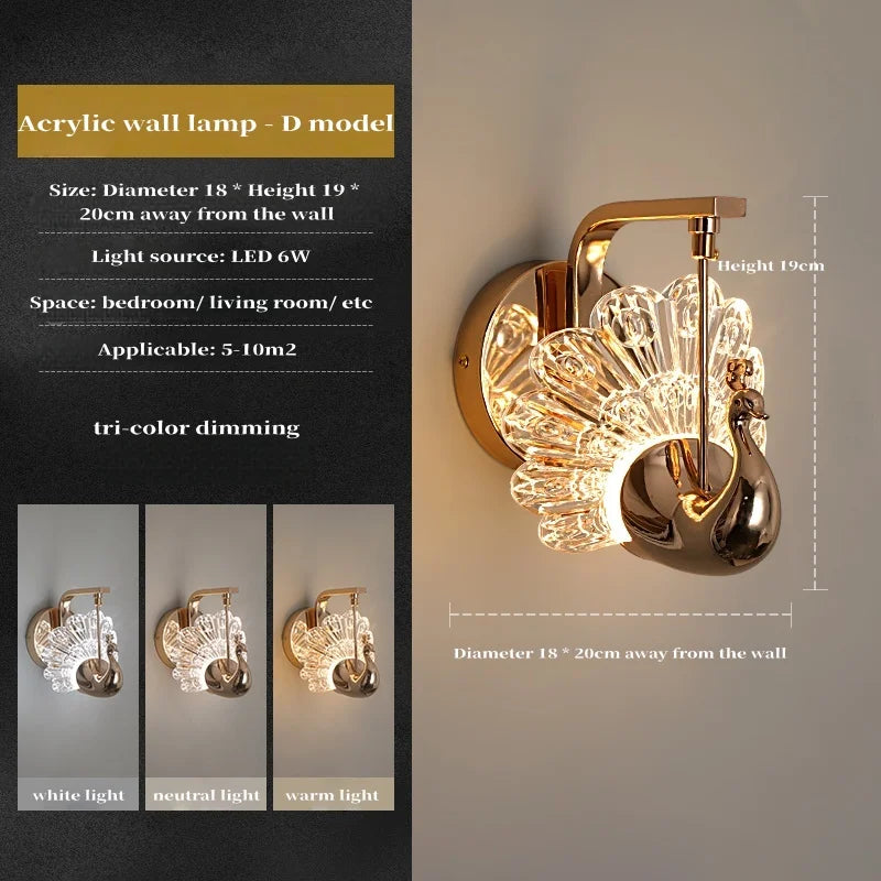 Light Luxury Led Wall Lamp Home Decoration Bedroom Bedside Lamp Living Room Hotel Dining Room Background Staircase Wall Lamp