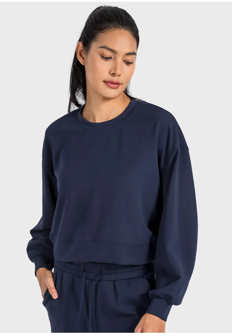 Women's Sports Hoodie Liquid Air Layer Leisure Quick Drying Loose Fitness Breathable Round Neck Wholesale Customized Logo
