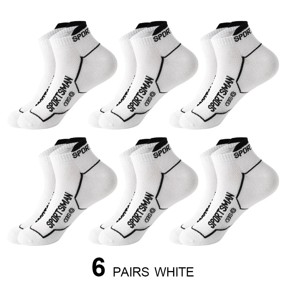 6 Pairs/Lot Spring Summer Men's Sports Running Socks Protective Ankle Socks Thin Breathable Deodorant Fitness Short Socks 38-44