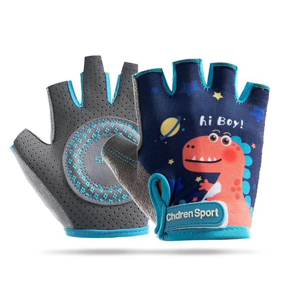 KoKossi Children's Sports Riding Gloves Half Finger Breathable Sweat Absorbing Anti Slip Boy Girl Training Exercise Protection