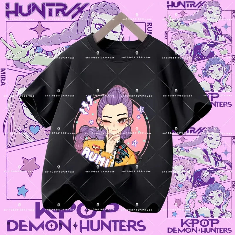 Kpop Demon Hunters Parent Child Halloween Kpop Demon Hunters TShirt Harajuku Casual Fashion Cotton Kid's Tshirt Cosplay Clothing